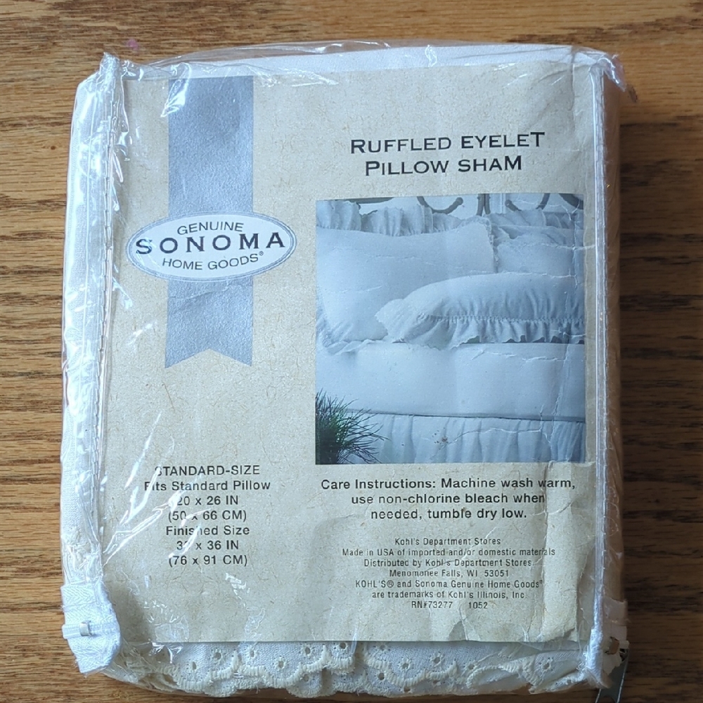 Ruffled Eyelet Pillow Sham - White